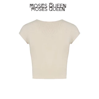 MOSESQUEEN แขนสั้นอเมริกันเปิดปุ่ม ฤดูร้อนใหม่ผู้หญิงบางและบางเสื้อยืดแขนสั้นครึ่งแขนด้านบน#62169