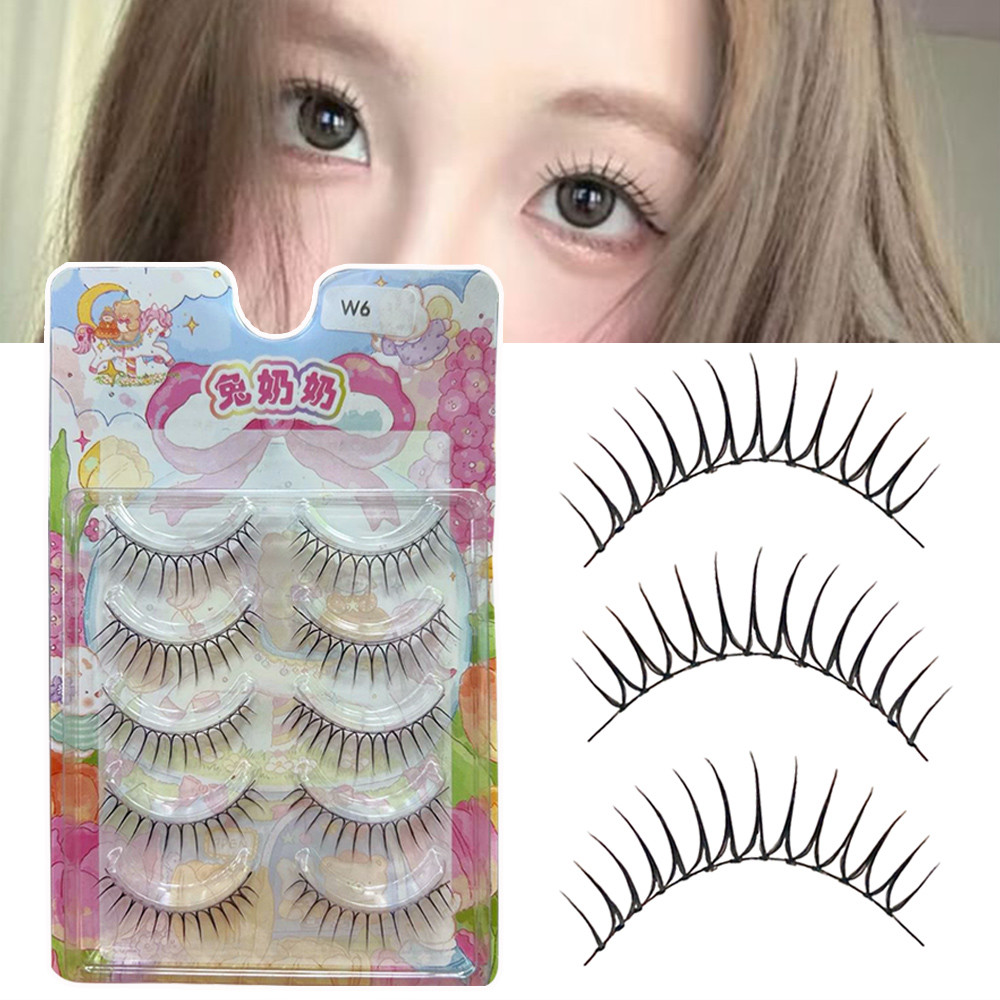 🔥5 คู่ Cross ขนตาปลอม U-รูปหนาแน่นการ์ตูน Eye Reusable เกาหลี K-POP Lash Extension