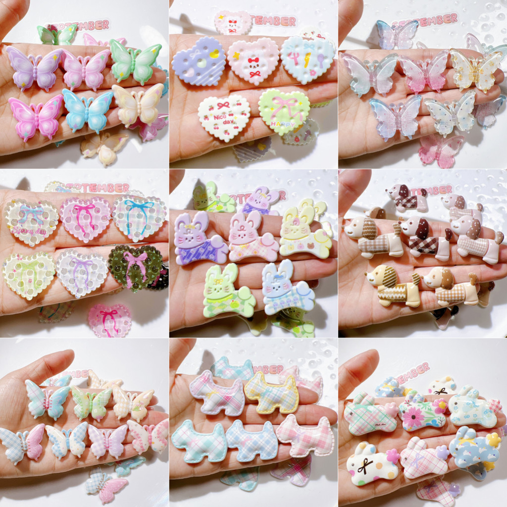 10 ชิ้น/แพ็คสุ่มผสมการ์ตูนที่มีสีสันทาสี DIY แพทช์ Handmade เด็ก Hairpins Hole รองเท้าตกแต่งเรซิ่น Flatbacks