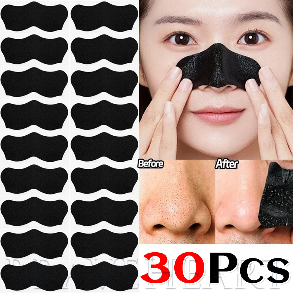 แผ่นแปะกําจัดสิวหัวดําระดับพรีเมียม 30 ชิ้น | แถบจมูกชีวิตชั้นวางของ 3 ปีพร้อมถ่านไม้ไผ่เหมาะสําหรับทุกสภาพผิวและเพศ