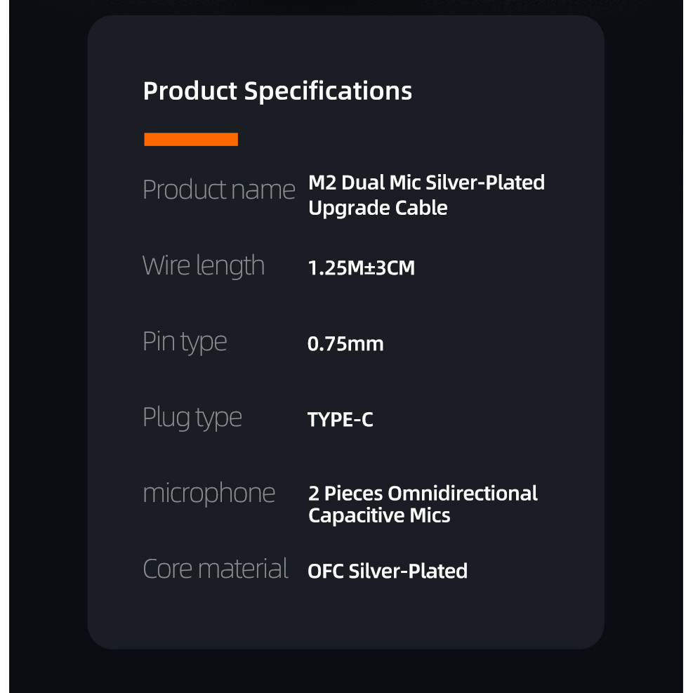 Kz M2 สายหูฟัง Dual Mic สายชุบเงินประเภท C/3.5MM อัพเกรดสายหูฟังเปลี่ยนสายชุดหูฟัง