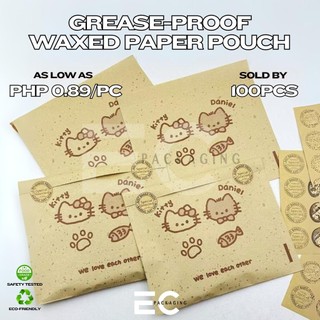 EC 100Pcs Kitty Fish Design Greaseproof Paperbag Pouch Food Wrapper Sandwich/ Fried Chicken Pouch