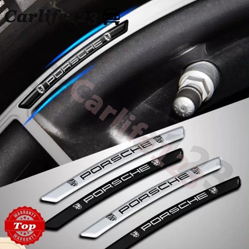 Porsche Cayenne Macan Panamera 911 718 โลโก้ สติ๊กเกอร์ขอบล้อ รูปลอกอลูมิเนียม