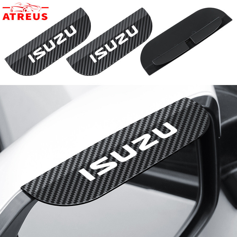 2 ชิ้น ISUZU Dmax Mux คิ้วกันฝนกระจกมองข้างรถยนต์คาร์บอนไฟเบอร์ คิ้วติดกระจกมองข้างรถยนต์ กระจกมองหลังรถยนต์ คิ้วกันฝน สำหรับ ISUZU Panther Elf Traga Trooper MU7 TFR Crosswind Panther Sportivo