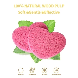 LNMOAS 10 ชิ้นที่บีบอัดทำความสะอาดผิวหน้าอย่างล้ำลึกน้ำยาล้างเครื่องสำอางเส้นใยไม้ธรรมชาติฟองน้ำทำความสะอาดฟองน้ำขัดผิว