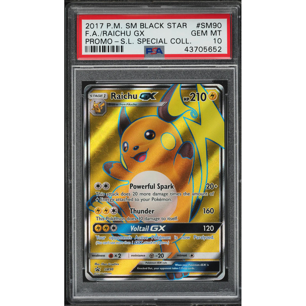 2017 Pokemon Sun & Moon Black Star Full Art Raichu GX SM90 PSA 10 GEM