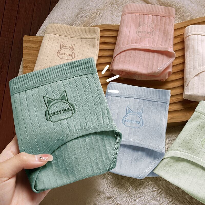 กางเกงในผู้หญิง น่ารักและหวาน เอวกลาง สีทึบระบายอากาศ กางเกงชั้นใน NY038