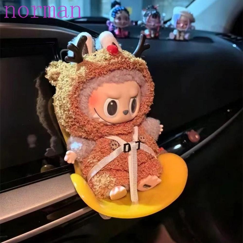 Norman Labubu ตุ๊กตาลาบูบู ที่นั่งนิรภัย ขนาดมินิ สีพื้น สําหรับตกแต่งช่องแอร์รถยนต์ ใต้ 17 ซม. Ob11
