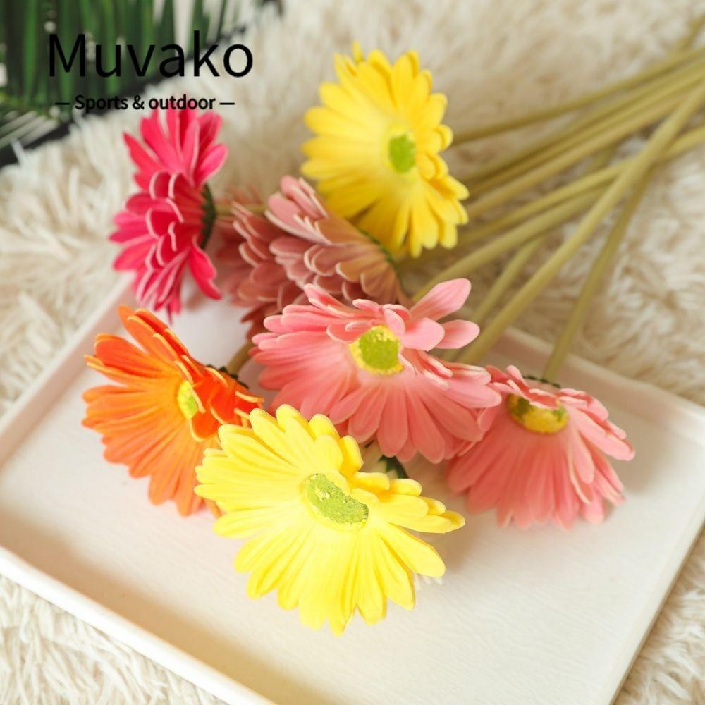 Muvako ดอกเยอบีร่าประดิษฐ์ หนัง PU ขนาด 38.5 ซม. คุณภาพสูง สําหรับตกแต่งบ้าน งานแต่งงาน DIY
