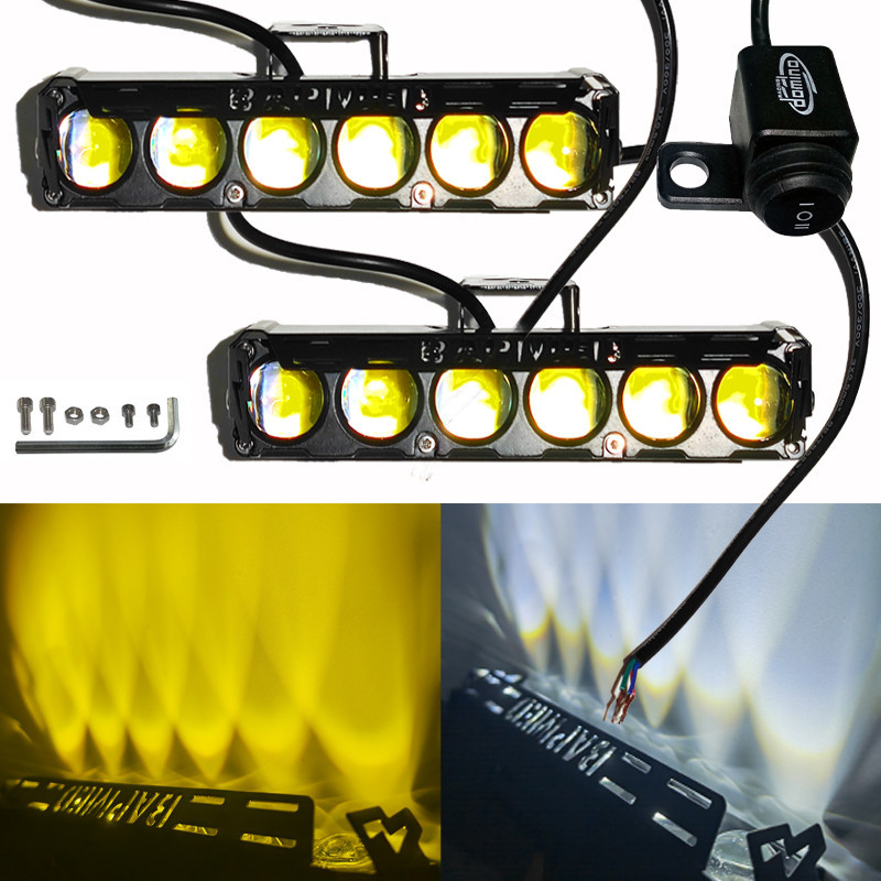 (ไฟส่องสว่าง 6 เท่า_) 2pcs ไฟ LED ทำงาน Light Bar ขับรถหมอกรถ 12-24V 140W 6 LED ทำงานทองสีเหลืองสีขาว