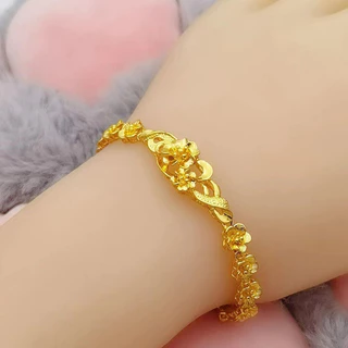 Emas Bangkok Emas Korea สร้อยข้อมือชุบทอง 24k Gelang Tangan ผู้หญิง สร้อยข้อมือดอกไม้ กำไลทอง กำไลข้อมือ กําไล