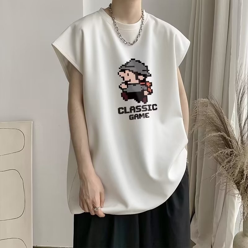 เสื้อกล้าม ผู้ชาย ฤดูร้อน ใหม่ อินเทรนด์ แบรนด์ หลวม เสื้อกันหนาว กีฬา เสื้อยืดแขนกุด วัยรุ่น เทรนด์ลําลอง ยกทรง