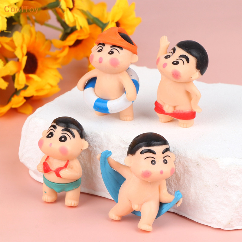 Cooltoy โมเดลฟิกเกอร์ รูปการ์ตูนชินจังน่ารัก สําหรับตกแต่งบ้านตุ๊กตา 4 ชิ้น