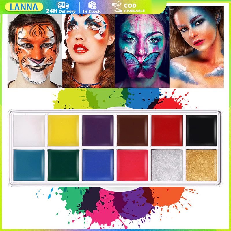 สีเพ้นท์หน้า สีน้ำมัน สำหรับแต่งหน้า ปาร์ตี้แฟนซี เพ้นท์ร่างกาย 12 สีจัดส่งภัยใน24ชั่วโมง