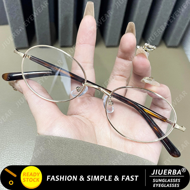 ( Jiuerba โลหะคุณภาพสูงกรอบแว ่ นตาขนาดเล ็ กสําหรับผู ้ หญิงสไตล ์ วินเทจกรอบรูปไข ่ ป ้ องกันแสงสีฟ ้ าแว ่ นตา