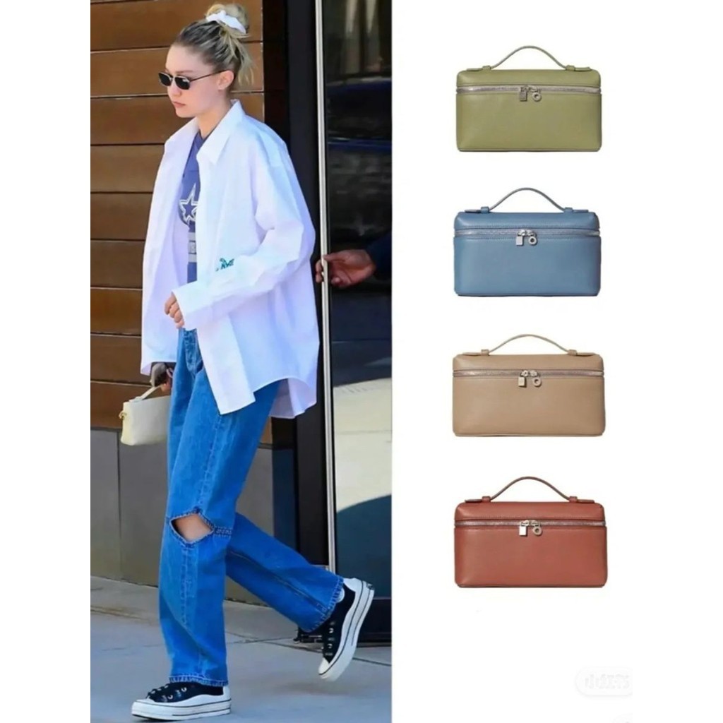 กระเป๋าถือสะพายข้าง LP Lunch Box ขนาดกะทัดรัด ผลิตจากหนังแท้ สไตล์คล้าย Gigi Hadid และ PIANA เหมาะสำ