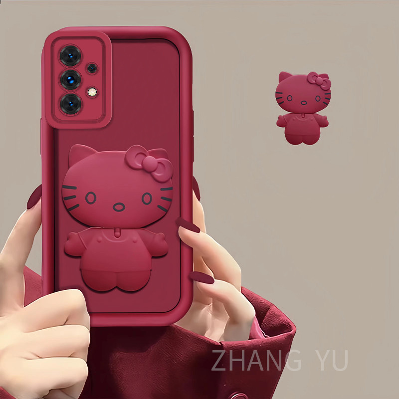 ปลอก Samsung A13 A23 A33 A53 4G 5G เคสโทรศัพท์ TPU ใหม่เหมาะสําหรับแมวน่ารักเคสโทรศัพท์พร้อมขาตั้งพร้อมคลุมทั้งหมดเลนส์เคสนิ่ม