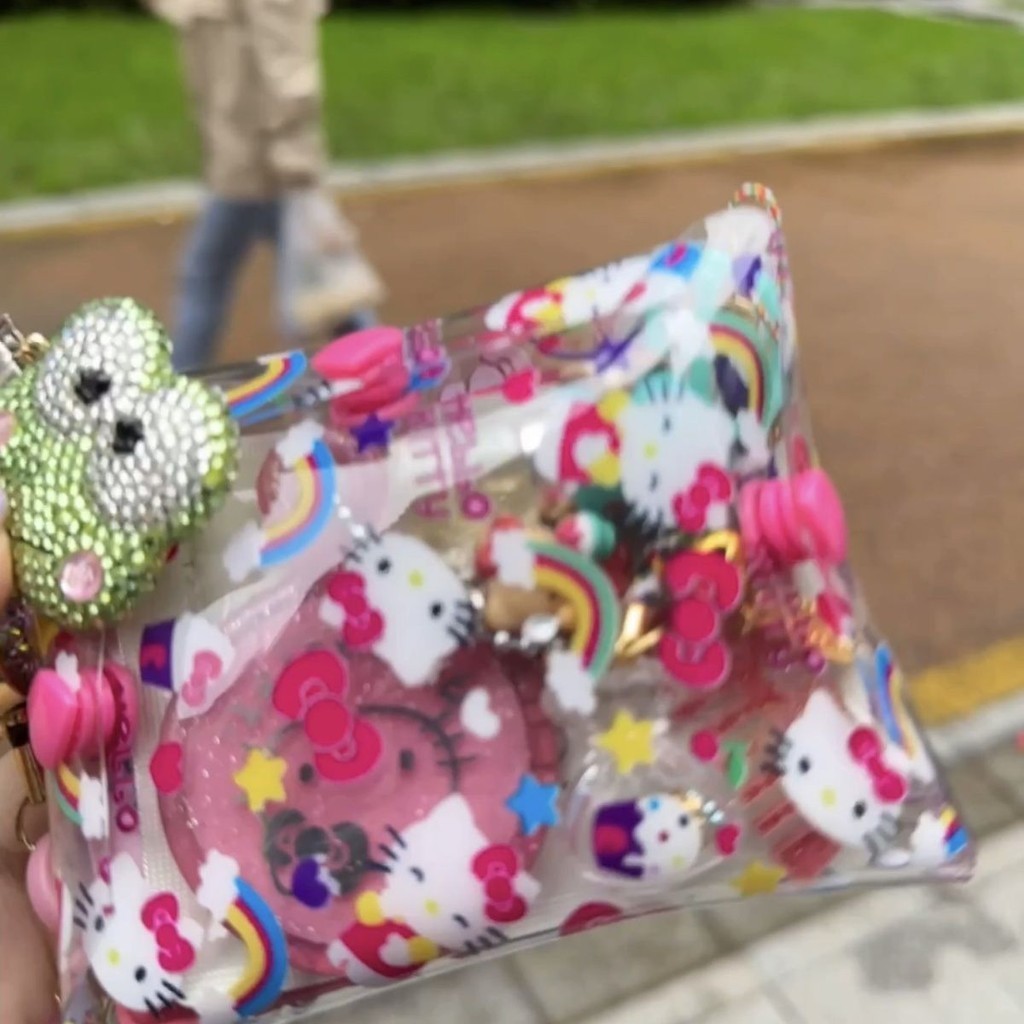 Hellokitty กระเป ๋ าเก ็ บพีวีซีใสพิมพ ์ น ่ ารักแบบพกพาคู ่ เปิดหูฟังผู ้ ถือบัตรกระเป ๋ าใส ่ เหรียญกรณีกุญแจ - รูปที่ 4