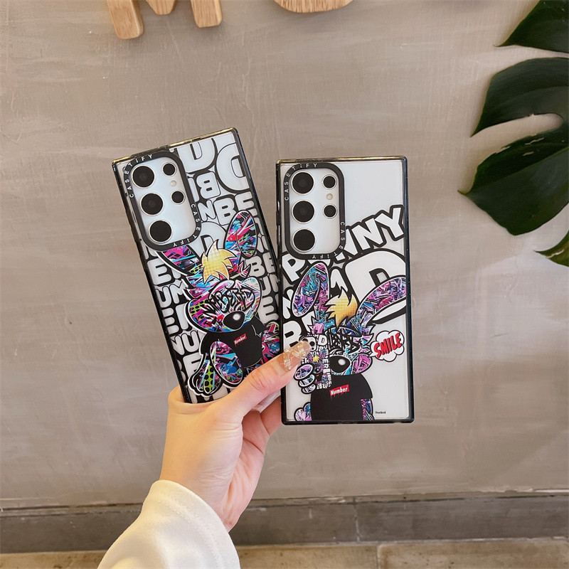 Casetifg ยี ่ ห ้ อ Thunderbolt กระต ่ ายกันกระแทกเคสโทรศัพท ์ พร ้ อมกล ่ องสําหรับ Samsung Galaxy S24 S23 S22 Ultra S23 S24 Plus ฝาครอบเลนส ์ ป ้ องกัน Hard ซิลิโคนอะคริลิคปลอก