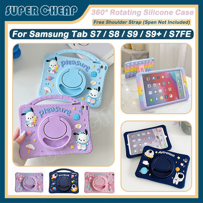 SAMSUNG สําหรับsamsung Tab S7 S8 S9 S9 FE X700 X710 S7+ S8+ S9+ S9 FE + S7 FE S9 Plus T730 X800 X810 360° ฝาครอบเคสขาตั้งแบบพับได้แบบหมุนได้