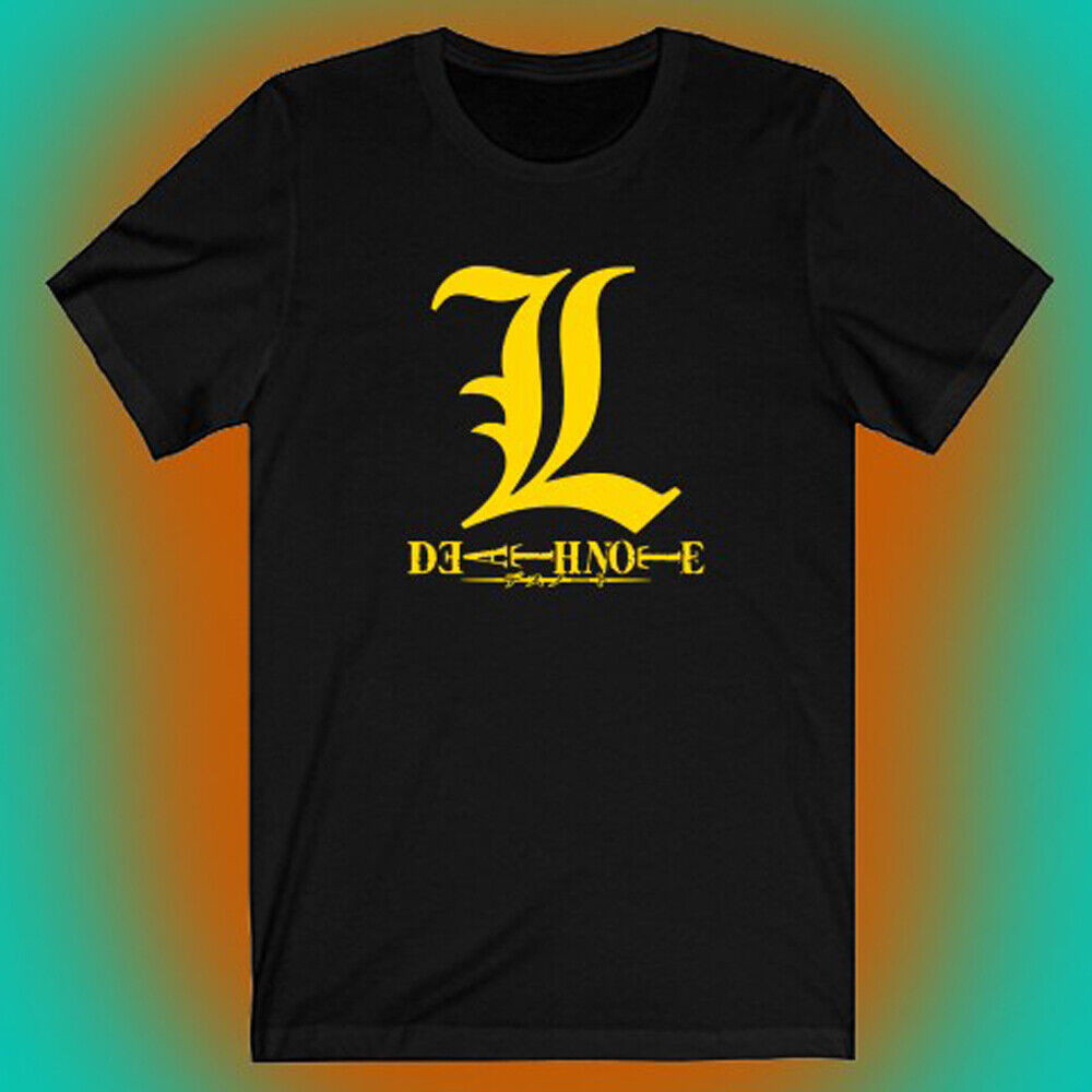 Death Note L Yagami Logo เสื้อยืดสีดําผู้ชาย
