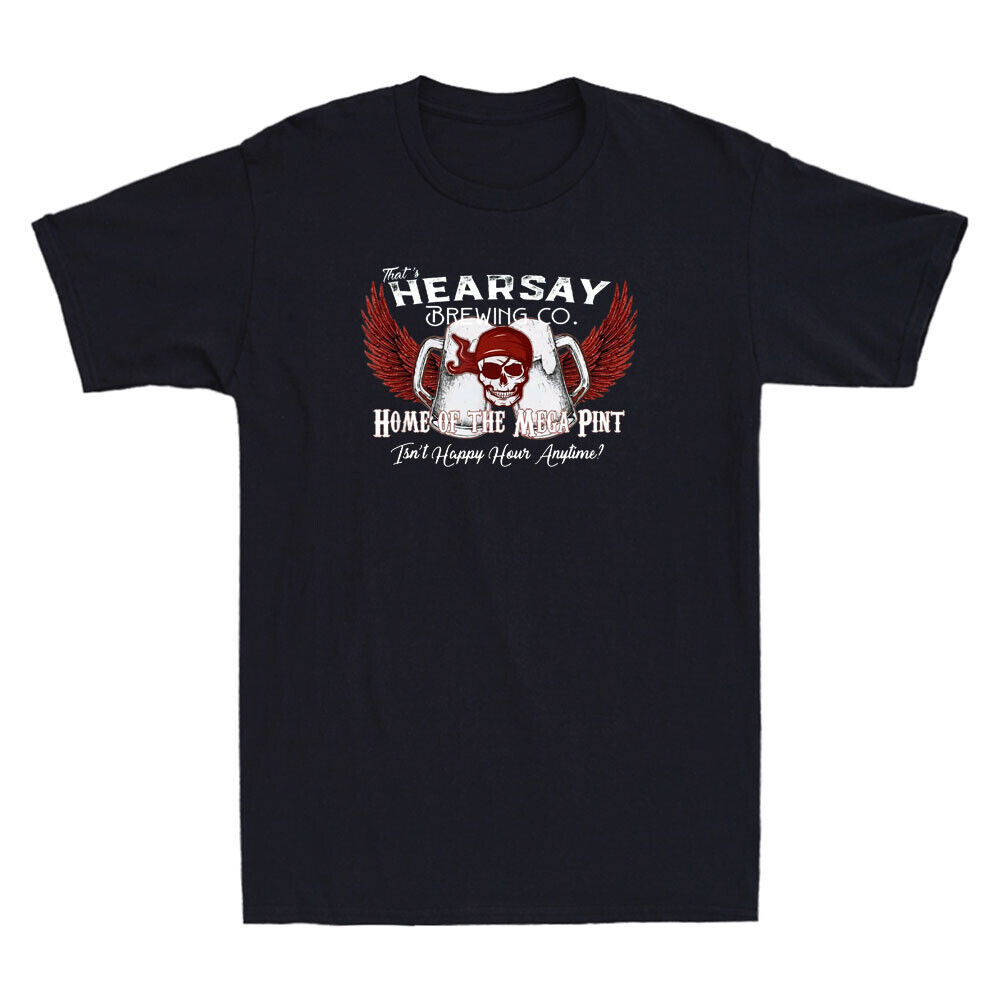 Hearsay Brewing Co Home Of The Mega Pint Happy Hour Bleached Retro เสื้อยืดผู้ชาย