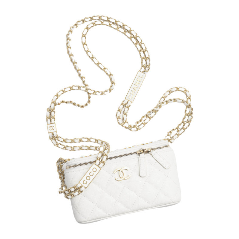Chanel/Chanel Women's Bag Clutch con Catena Lambskin Rhomb Pattern Single Shoulder Crossbody