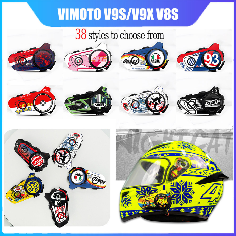 Vimoto V9 หูฟังบลูทูธสติกเกอร์หมวกกันน็อครถจักรยานยนต์ป้องกันรูปลอกอุปกรณ์ตกแต่งกันน้ําเหมาะสําหรับ 