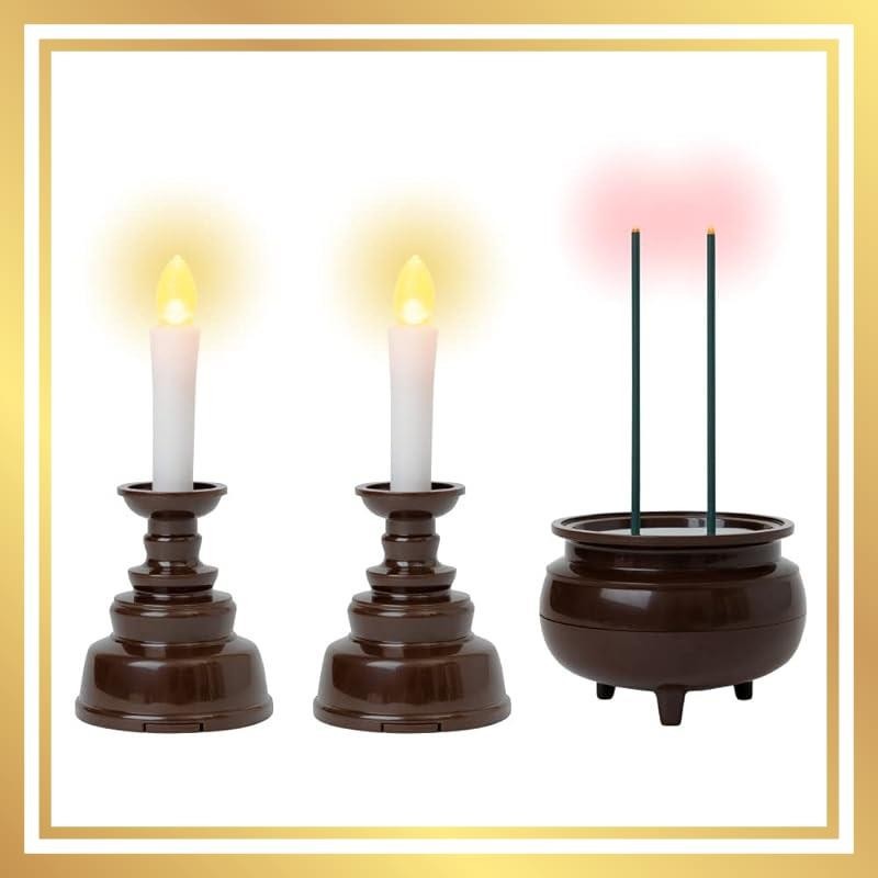Fukushodo LED candles for Buddhist altars, electric candles, and battery-operated candles. Made in Japan. Buddhist altar LED candles.