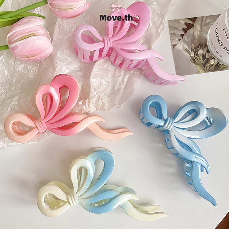 ในไทย-พร้อมส่ง กิ๊บติดผม จับคลิปริบบิ้นโบว์ ไล่โทนสี หวาน สไตล์เกาหลี แฟชั่นสําหรับผู้หญิง สําหรับมัดผมหางม้า-Move