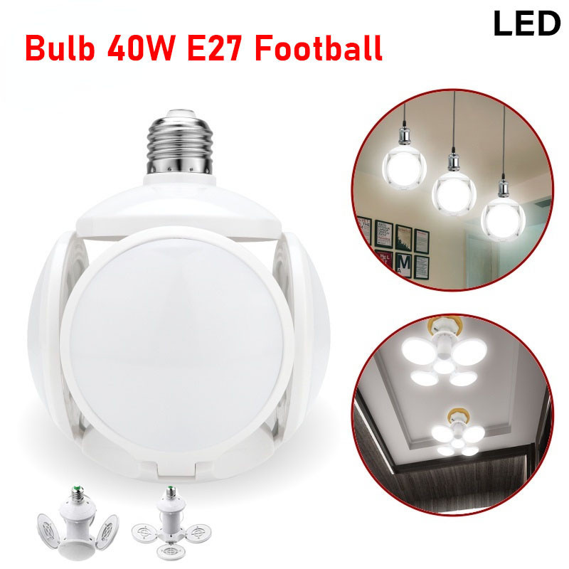 หลอดไฟ LED E27 40W หลอดไฟฟุตบอลฟุตบอล UFO หลอดไฟ 360 องศา AC 220V LED Spotlight Light Cold/Warm สีขาว
