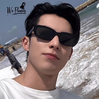 We Flower Punk สีดําแคบสี่เหลี่ยมผืนผ้ากรอบแว่นตากันแดดสําหร…