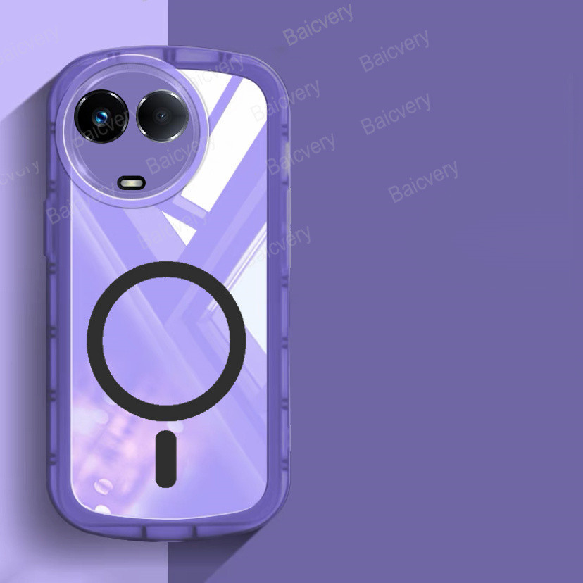 Oppo Realme 11 5G / 11X 5G RMX3785 เคสโทรศัพท์แม่เหล็กวงกลมแม่เหล็กชาร์จไร้สาย TPU ซิลิคอนสีสันสดใสฝาครอบเปลือกใสกันกระแทกเคสป้องกัน - รูปที่ 2