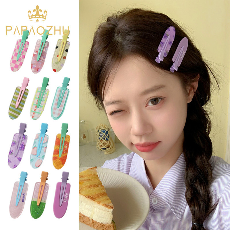 Papaozhu เกาหลีน่ารักผลไม้สีสันสดใส Hairpins สําหรับผู้หญิงเด็ก Traceless ฤดูใบไม้ผลิฤดูร้อนคลิปผมแฟชั่นอุปกรณ์เสริมผม