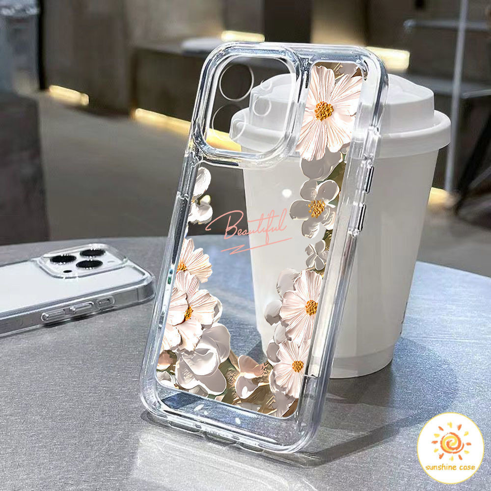 เคสโทรศัพท์มือถือใสลายดอกไม้ดอกโบตั๋นที่สวยงาม ไอโฟน11 For iPhone11 12 13 14 15Pro MAX X XS 6 7 8Plus SE2020เคสโทรศัพท์