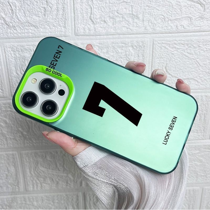 Lucky Number seven7ปุ่มชุบสำหรับ iphone13/12/11เคสโทรศัพท์ทาสีลายการ์ตูน