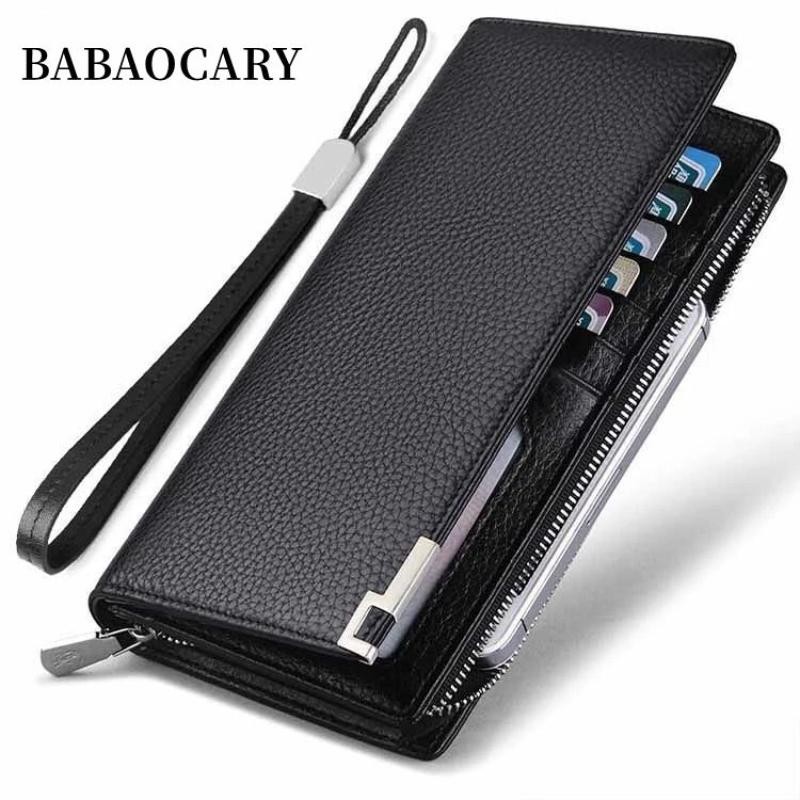 กระเป๋าสตางค์ 男士商品尺款长款皮夹克植物包男士保暖 手链BABAOCARYWallet แฟชั่นผู้ชายหนังยาวคลิปกระเป๋าสตางค์หลายบัตร