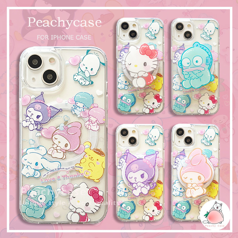 น ่ ารัก สามลิต้า แบล็คออร์เคสตรา Hangyodon ผู ้ ถือแม ่ เหล ็ กไร ้ สายชาร ์ จโทรศัพท ์ สําหรับ iPhone 15 14 13 12 Pro Max 11 อะคริลิค ปลอกกันสะเทือนด้านหลังแบบแข็ง