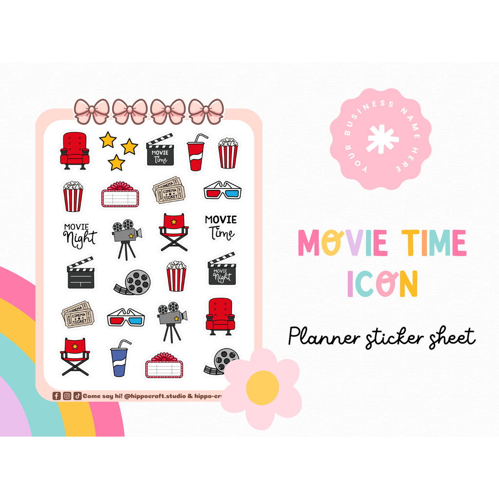 Movie time | Planner sticker sheet ดูภาพยนตร์ แพลนเนอร์สติ๊กเกอร์