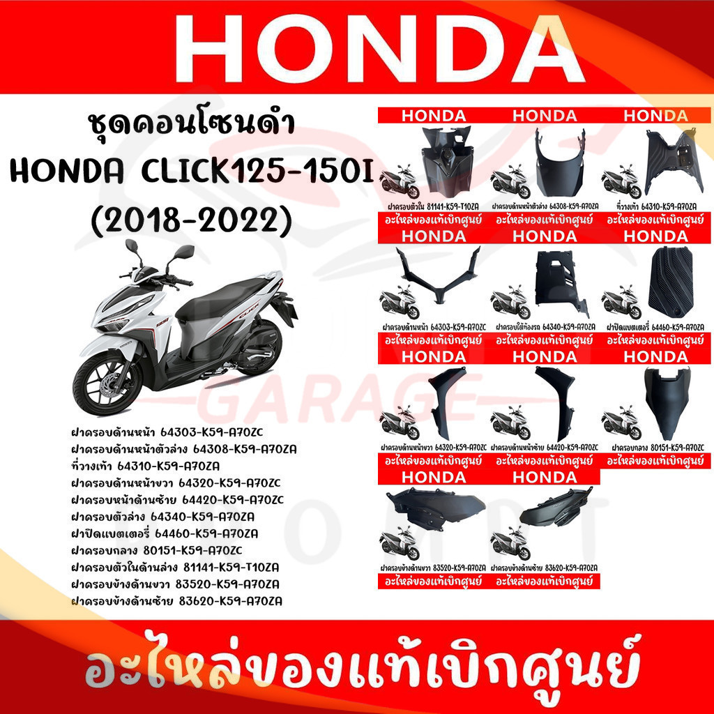 ชุดคอนโซนดำ HONDA CLICK125i,150i ปี2018-2022 ของแท้ศูนย์