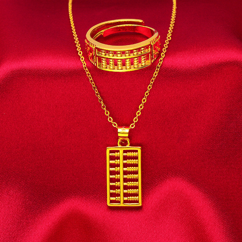 สูญญากาศ Electroplating เลียนแบบทองผู ้ ชาย Abacus แหวนเวียดนามทรายทองเปิดทองเหลืองชุบ 24K ทองแฟชั ่ นเครื ่ องประดับ