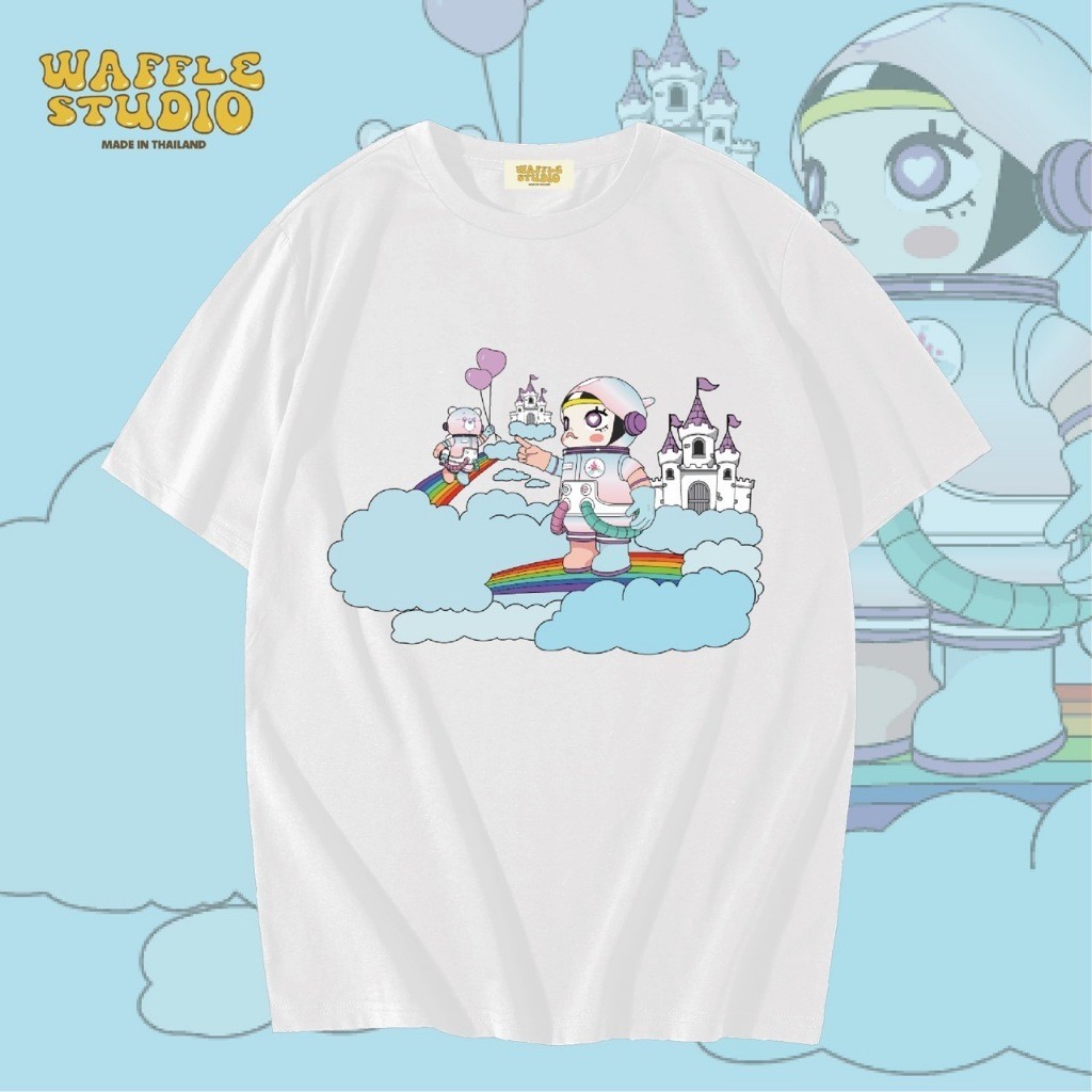 WS0237 เสื้อยืดโอเวอร์ไซส์ เสื้อยืดเกาหลี ผ้าคอตตอน100% เสื้อยืด WAFFLE STUDIO S-5XL