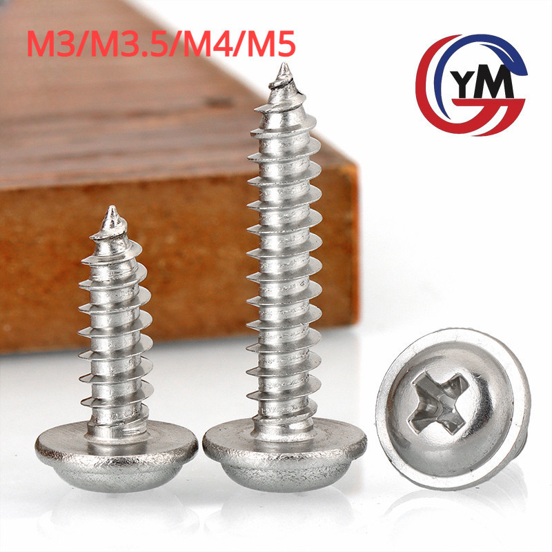 [YHM1] M3/M3.5/M4/M5 สกรู น๊อต สกรูปลายแหลมหัวนูน หัวP หัวเวเฟอร์ เจาะไม้ ปลายแหลมคม เบอร์ สแตนเลส 304