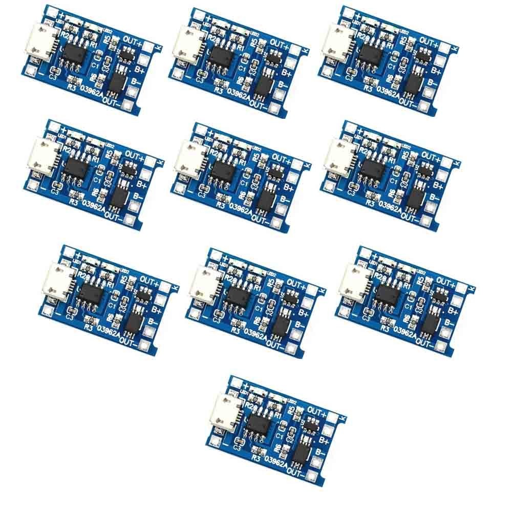 10pcs TP4056 1A แบตเตอรี่ชาร์จโมดูล TYPE-C อินเทอร์เฟซ USB ชาร์จป้องกัน 2-in-1