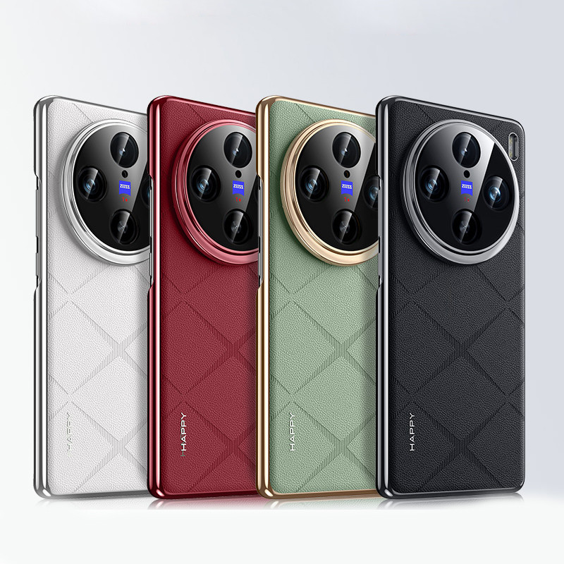 สําหรับ Vivo X100,X100s,X100s Pro,X100 Ultra Case ELVEV แฟชั ่ นหนังธรรมดา +PC Ultra-thin ฝาครอบป ้ 