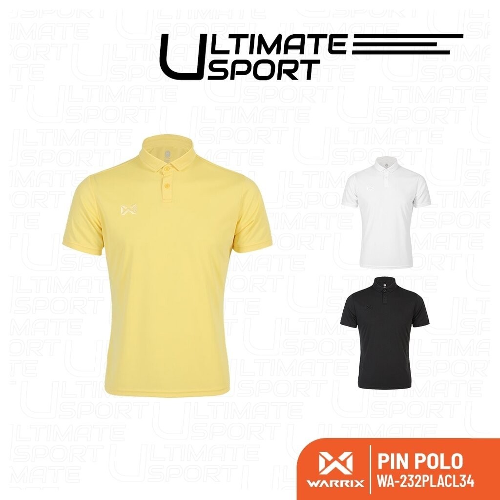 ใหม่ล่าสุด!! WARRIX รุ่น PIN เสื้อโปโลวอริกซ์สีล้วน (WA-232PLACL34) สีใหม่ ดำ/ขาว/เหลืองพาสเทล
