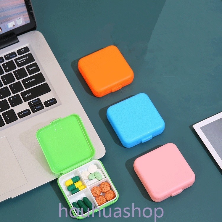 แบบพกพา 4 ช ่ อง Pill Box Organizer คอนเทนเนอร ์ ยา Travel พิเศษ Cross 4 Grids Pill Case Box