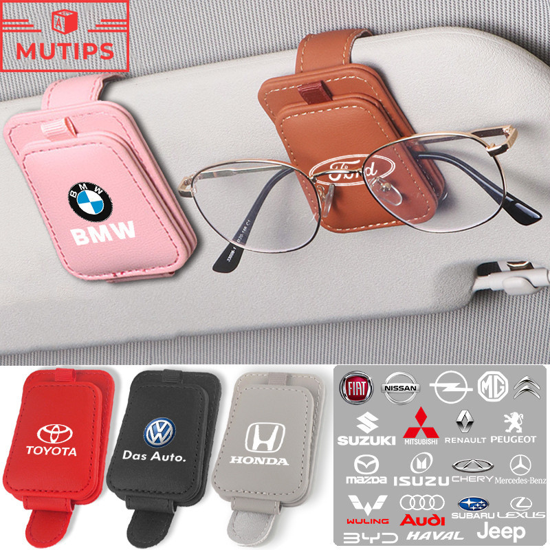 รถหนัง PU ผู้ถือบัตร Sun Visor แว่นตาคลิปจัดเก็บ