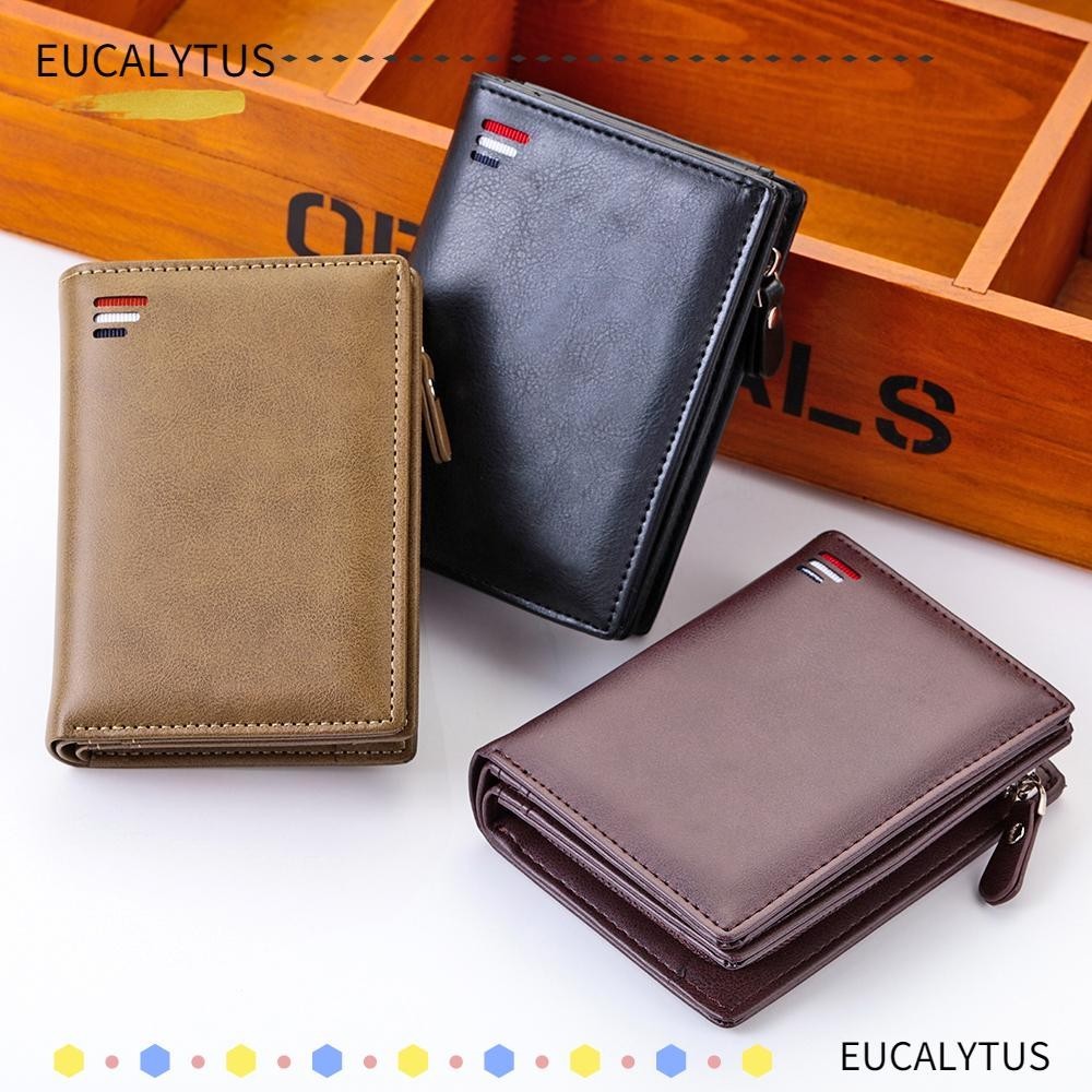 Eutus Mens Leather Wallet Short Business Wallets ID Card Holder