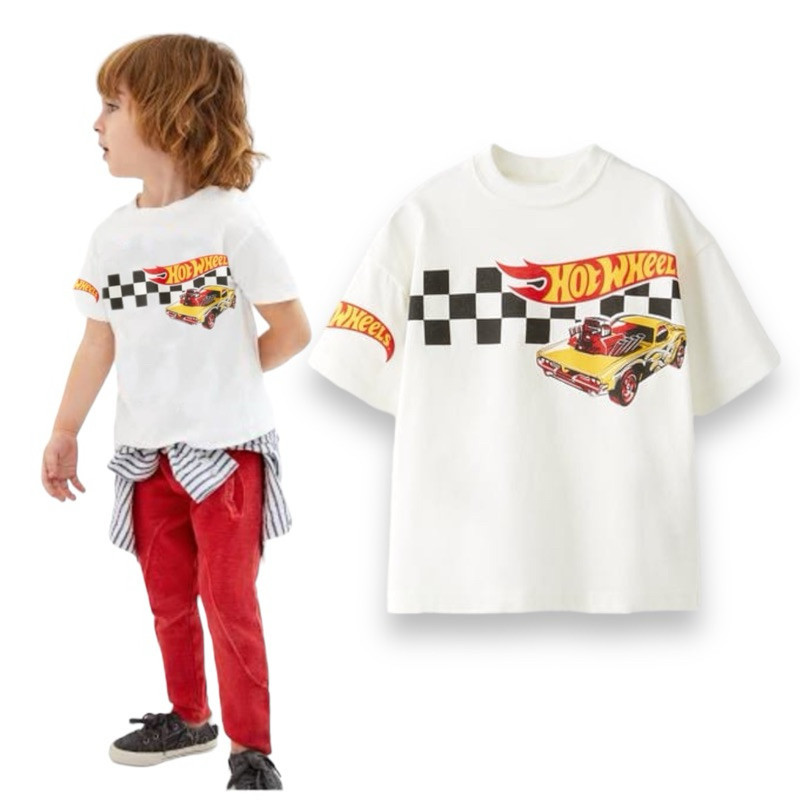 เสื้อยืด Zara HOTWHEEL สําหรับเด็กผู้ชาย / Boy Tee Tshirt สําหรับเด็กผู้ชาย 6T-14T - พื้นที่ครอบครัว